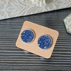 Navy Blue Druzy on Stainless Steel Posts Studs